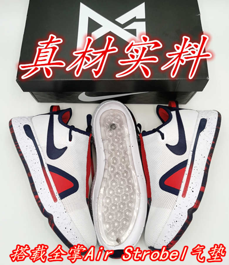 2020 Men Nike Paul George IV White Red Blue Shoes